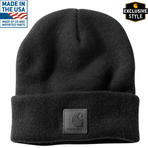 Men's  Leather Patch Knit Beanie
