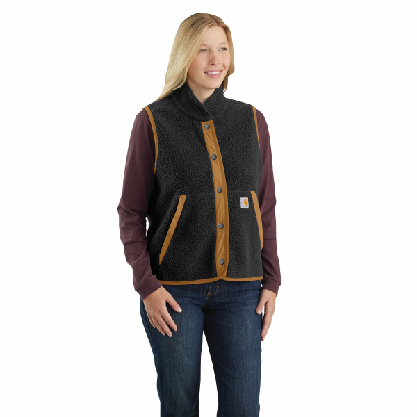 Relaxed Fit Fleece Snap Front Vest