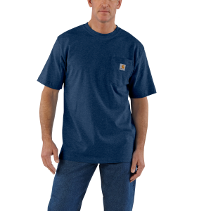 Men's  Loose Fit Heavyweight Short Sleeve Pocket T-Shirt - Dark Cobalt Blue Heather