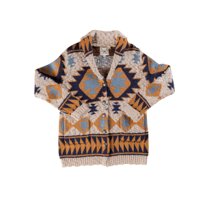 Women's  Aztec Cardigan Sweater Oatmeal/Blue