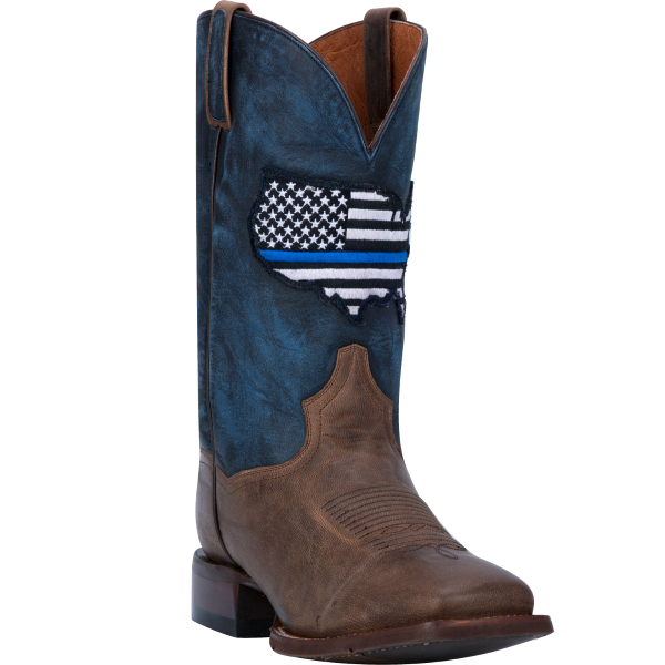 Thin Blue Line Flag Western Boots