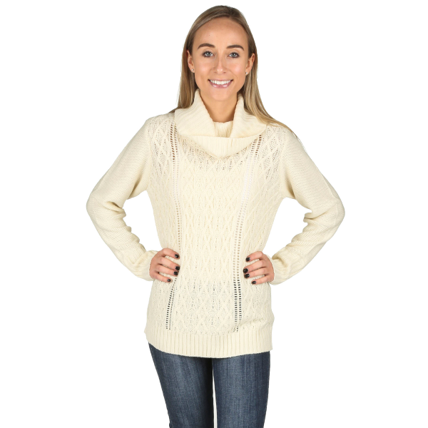 Pointelle Cowl Neck Long Sleeve Sweater