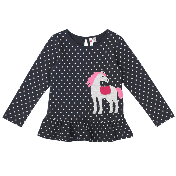 Horse Applique On Charcoal Dot Tee