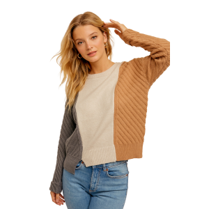 Women's  Color Block Mixed Knit Sweater