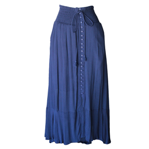 Women's  Elastic Button Front Solid Skirt
