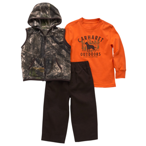Infant/Toddler Boys Outdoors T-Shirt, Camo Vest And Canvas Pant 3 Pc Set