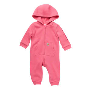 Pink Fleece Long Sleeve Zip-Front Hooded Coverall