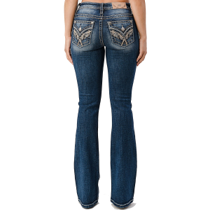 Women's  Paisley Detail X-Shaped Flap Pocket Jean
