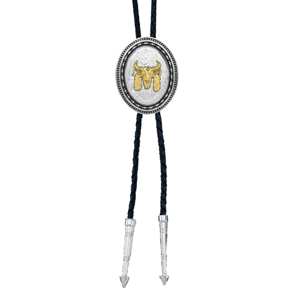 New Traditions Stars and Barbed Wire Bailiwick Bolo Tie with Ceremonial Skull