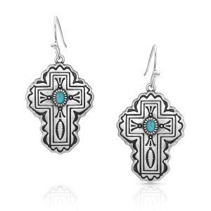 Women's  Cathedral Turquoise Cross Earrings