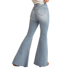 Women's  High Rise Distress Hem Bell Bottom Jean