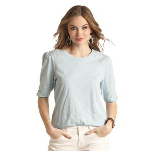 Women's  Embroidered Puff Sleeve Tee