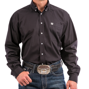 Men's  Long Sleeve Black Classic Fit Button Down Shirt