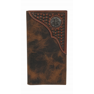Men's  Tooled Yoke With Concho Rodeo Wallet