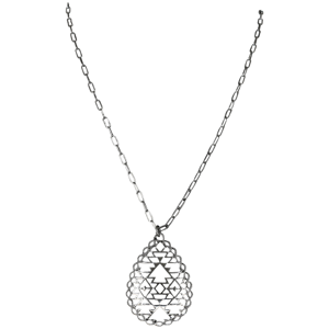 Women's  Paperclip Chain with Southwest Filigree Teardrop Pendant Necklace