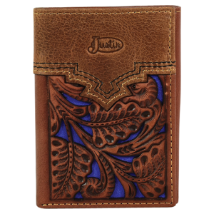 Men's  Blue Inlay Trifold Wallet
