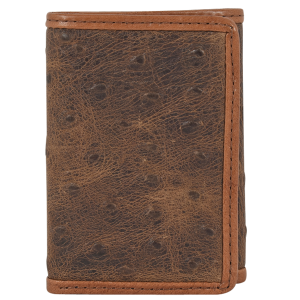 Men's  Ostrich Textured Leather Trifold Wallet