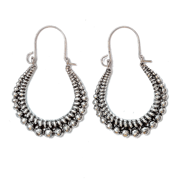 Silver Dotted Hoop Style Earring