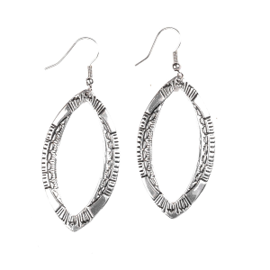 Women's  Burnished Silver Stamped Diamond Shaped Earrings