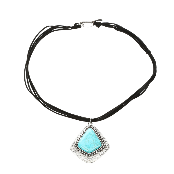 Leather Strand Turquoise Pendant Necklace