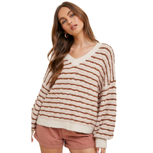 Women's  Boucle Horiztonal Striped Sweater