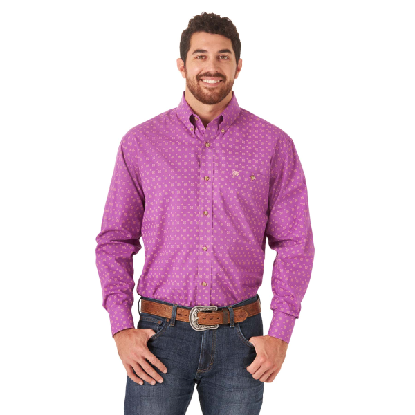 Classics Purple Print Long Sleeve Button Down Shirt