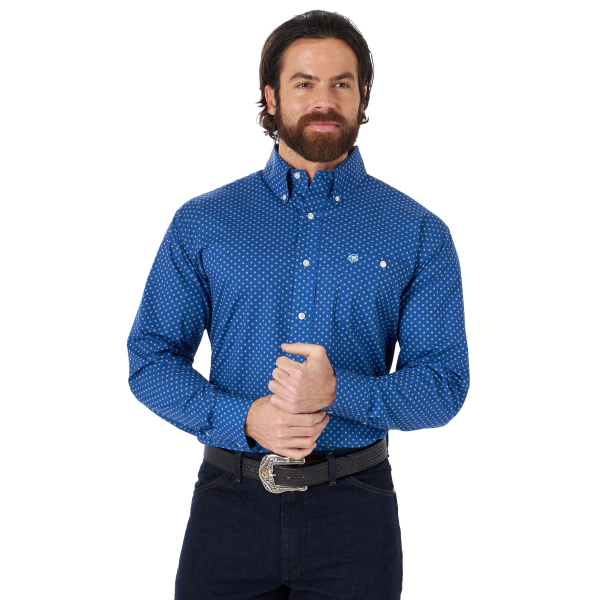 Classics Blue/Aqua Print Long Sleeve Buttondown Shirt
