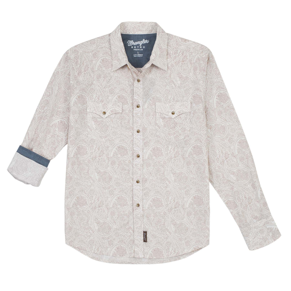 Retro Premium Ivory Paisley Long Sleeve Snap Shirt