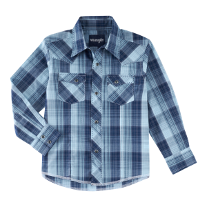 Boys'  20X Competition Advanced Comfort Blue Plaid Fashion Snap Shirt
