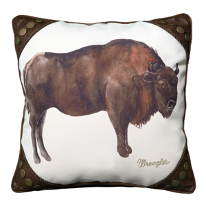 Wrangler Watercolor Buffalo and Rivets Pillow
