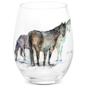 Horse Trio Stemless Wine Glass