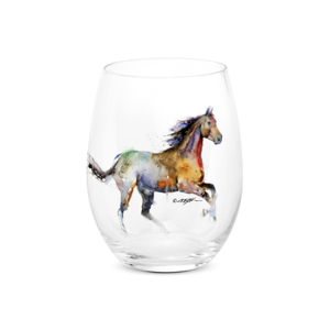 Running Horse Stemless Wine Glass