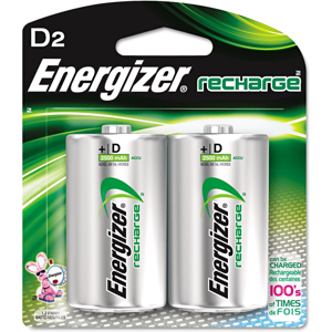 Rechargeable NiMh D Battery - 2 Pack