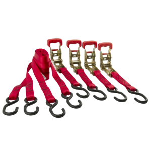 4-Pack 2,000 lb Deluxe Rubber Handle Ratcheting Tie-Downs