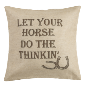 22" x 22" Burlap Horse Phrase Throw Pillow