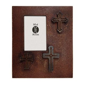 4" x 6" Distressed 3-Crosses Picture Frame - Red
