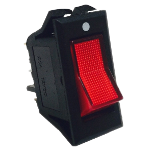 12V DC Red Rocker Switch with Square Mount
