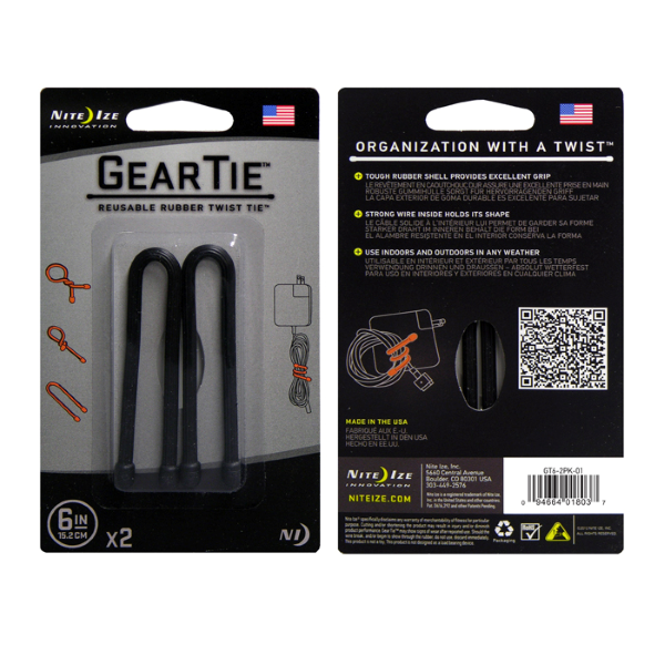 6" Gear Tie® Reusable Rubber Twist Tie - 2 Pack
