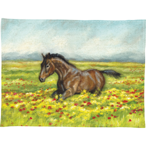 Horse In Field Dish Towel