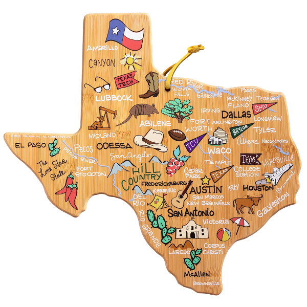 Texas Cutting Board with Art By Fish Kiss