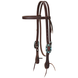 Working Cowboy Browband Headstall with Southwest Square Scalloped Hardware