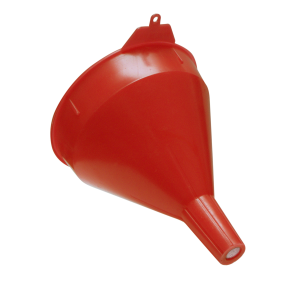 Red Safety Polyethylene Funnel with Screen - 2 qt
